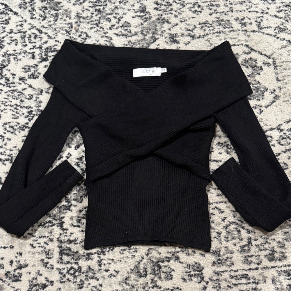 Astr Black Off-Shoulder Sweater